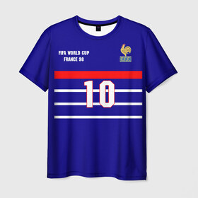Мужская футболка 3D с принтом Форма Франции (Zidane) , 100% полиэфир | прямой крой, круглый вырез горловины, длина до линии бедер | Тематика изображения на принте: zidane | зидан | зизу | зинедин зидан | легенда франции | номер 10 | реал мадрид | ретро форма | сборная франции | тренер реала | фильм такси | футболка из фильма такси | чемпионат мира 1998 | чемпионы мира