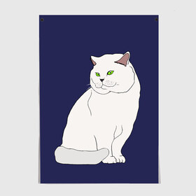 Постер с принтом Белый британский котик , 100% бумага
 | бумага, плотность 150 мг. Матовая, но за счет высокого коэффициента гладкости имеет небольшой блеск и дает на свету блики, но в отличии от глянцевой бумаги не покрыта лаком | cat | cute | kitten | meow | британец | британский | взгляд | друзья | животные | зверек | зверюшки | каваи | киска | котенок | котик | коты | котята | кошак | кошечки | кошки | лапы | милые | мордочка | мяу | няшные