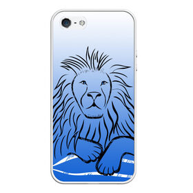 Чехол для iPhone 5/5S матовый с принтом MY KINGDOM , Силикон | Область печати: задняя сторона чехла, без боковых панелей | lion | градиент | контурный рисунок | лев | лев по гороскопу | на синем фоне | подарить льву