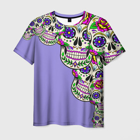Мужская футболка 3D с принтом Calavera 2 , 100% полиэфир | прямой крой, круглый вырез горловины, длина до линии бедер | color | краски | мексиканский | череп