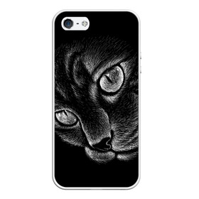 Чехол для iPhone 5/5S матовый с принтом Волшебный кот , Силикон | Область печати: задняя сторона чехла, без боковых панелей | black | cat | eyes | kitten | kitty | pussy | pussycat | взгляд | глаз | глаза | кот | кота | котенок | коты | котят | котята | котячьи | кошачьи | кошка | кошки | мордочка | нос | носик | с котом | усатый | усики | усища | усищи | че