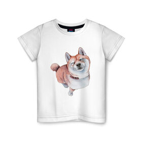 Детская футболка хлопок с принтом Акита , 100% хлопок | круглый вырез горловины, полуприлегающий силуэт, длина до линии бедер | акита | животные | песокафе | рисунок | собаки