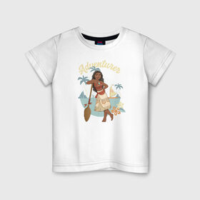 Детская футболка хлопок с принтом Моана , 100% хлопок | круглый вырез горловины, полуприлегающий силуэт, длина до линии бедер | Тематика изображения на принте: disney princess | moana | vdkimel | моана