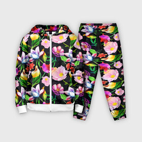 Детский костюм 3D с принтом Разноцветие ,  |  | fashion | flower pattern | бабочки | девушкам | зелень | лепестки | лето | листья | маки | марта | нежные | паттерн | пионы | подарок | природа | растения | ромашки | тропики | тропические | узоры | цветочки