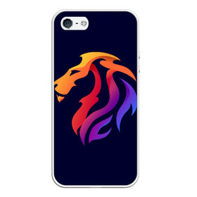 Чехол для iPhone 5/5S матовый с принтом Градиентный лев в минимализме , Силикон | Область печати: задняя сторона чехла, без боковых панелей | вектор | градиент | лев | логотип | минимализм | разноцветный | цветной