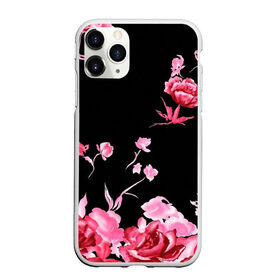 Чехол для iPhone 11 Pro Max матовый с принтом Яркие розы , Силикон |  | Тематика изображения на принте: арт | рисунок | роза | розовая роза | розовые розы | розовый | розы | тёмный | цветы | чёрный