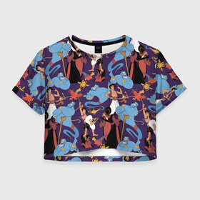 Женская футболка Crop-top 3D с принтом Aladdin , 100% полиэстер | круглая горловина, длина футболки до линии талии, рукава с отворотами | abu | aladdin | genie | iago | jafar | vdkimel | абу | аладдин | джафар | джин | яго