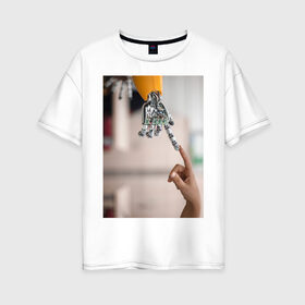 Женская футболка хлопок Oversize с принтом Искусственный интеллект , 100% хлопок | свободный крой, круглый ворот, спущенный рукав, длина до линии бедер
 | будущее | искусственный интеллект | робот | технологии | человек