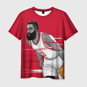Мужская футболка 3D с принтом James Harden Houston Rockets , 100% полиэфир | прямой крой, круглый вырез горловины, длина до линии бедер | Тематика изображения на принте: 
