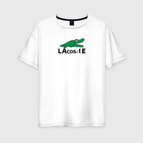 Женская футболка хлопок Oversize с принтом Крокодил , 100% хлопок | свободный крой, круглый ворот, спущенный рукав, длина до линии бедер
 | cos | crocodile | аллигатор | косинус | крокодил | крокодильчик | математика | угол