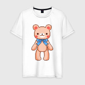 Мужская футболка хлопок с принтом Pixel Bear , 100% хлопок | прямой крой, круглый вырез горловины, длина до линии бедер, слегка спущенное плечо. | bear | pixel | pixel bear | медведь | милый медведь | милый мишка | мишка | пиксельный медведь | пиксельный плюшевый мишка | плюшевый медведь | плюшевый мишка