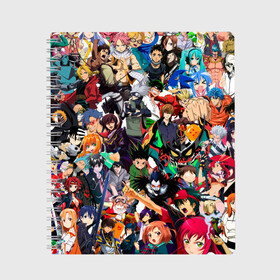 Тетрадь с принтом Аниме персонажи , 100% бумага | 48 листов, плотность листов — 60 г/м2, плотность картонной обложки — 250 г/м2. Листы скреплены сбоку удобной пружинной спиралью. Уголки страниц и обложки скругленные. Цвет линий — светло-серый
 | akame | akatsuki | anime | art | collage | crossover | japan | аниме | арт | герои | коллаж | манга | персонажи