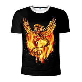 Мужская футболка 3D спортивная с принтом PHOENIX , 100% полиэстер с улучшенными характеристиками | приталенный силуэт, круглая горловина, широкие плечи, сужается к линии бедра | Тематика изображения на принте: дракон | огонь | птица | феникс
