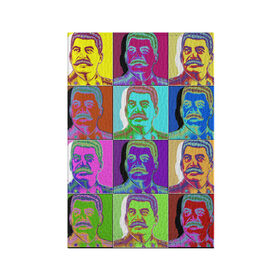 Обложка для паспорта матовая кожа с принтом Stalin pop-art , натуральная матовая кожа | размер 19,3 х 13,7 см; прозрачные пластиковые крепления | Тематика изображения на принте: chief | color | eyes | moustache | pop art | stalin | view | взгляд | вождь | глаза | поп  арт | сталин | усы | цвет