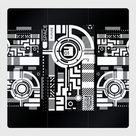 Магнитный плакат 3Х3 с принтом Будущее,01, , Полимерный материал с магнитным слоем | 9 деталей размером 9*9 см | абстракция | киберпанк | круги | механизм | надпись | символ | схема | узор