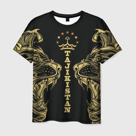 Мужская футболка 3D с принтом Таджикистан , 100% полиэфир | прямой крой, круглый вырез горловины, длина до линии бедер | crown | golden | king | lion | republic | tajikistan | золотой | король | корона | лев | республика | таджикистан | царь