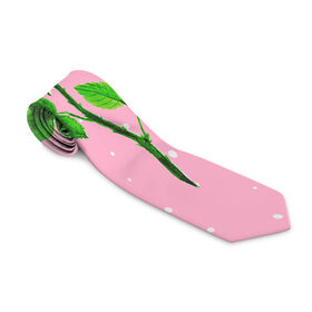 Галстук 3D с принтом Роза на розовом , 100% полиэстер | Длина 148 см; Плотность 150-180 г/м2 | Тематика изображения на принте: женственно | красота | роза | розовый | снежинки | фуксия | цветок | шик
