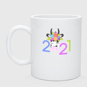 Кружка с принтом 2021 , керамика | объем — 330 мл, диаметр — 80 мм. Принт наносится на бока кружки, можно сделать два разных изображения | 2021 | бык | год быка | год коровы | новый год | символ года