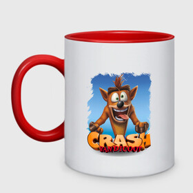 Кружка двухцветная с принтом Crash Bandicoot Red Logo | Крэш Бандикут (Z) , керамика | объем — 330 мл, диаметр — 80 мм. Цветная ручка и кайма сверху, в некоторых цветах — вся внутренняя часть | Тематика изображения на принте: aku aku | bandicoot | cortex | crash | crash bandicoot | dr. neo cortex | naughty dog | tornado spin | бандикут | кортекс | крэш | тавна