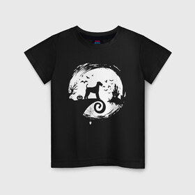 Детская футболка хлопок с принтом Полнолуние. Эрдельтерьер , 100% хлопок | круглый вырез горловины, полуприлегающий силуэт, длина до линии бедер | halloween | вектор | луна | собака | страшилки | терьер | хэллоуин | эрдель