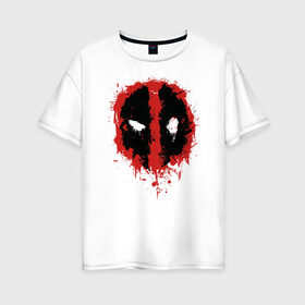 Женская футболка хлопок Oversize с принтом Deadpool logo , 100% хлопок | свободный крой, круглый ворот, спущенный рукав, длина до линии бедер
 | Тематика изображения на принте: deadpool | logo | marvel | mutant | vdshardan | wade wilson | болтливый наемник | вэйд вилсон | дадпул | дедпул | дэдпул | дэтпул | комиксы | логотип | марвел | мутант | супергерой | уэйд уилсон