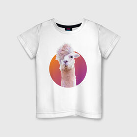 Детская футболка хлопок с принтом Лама_2 , 100% хлопок | круглый вырез горловины, полуприлегающий силуэт, длина до линии бедер | alpaca | lama | альпака | арт | животные | картинка | лама | милое животное | рисунок