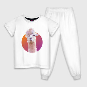 Детская пижама хлопок с принтом Лама_2 , 100% хлопок |  брюки и футболка прямого кроя, без карманов, на брюках мягкая резинка на поясе и по низу штанин
 | alpaca | lama | альпака | арт | животные | картинка | лама | милое животное | рисунок