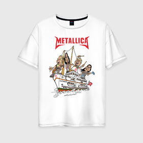 Женская футболка хлопок Oversize с принтом Metallica , 100% хлопок | свободный крой, круглый ворот, спущенный рукав, длина до линии бедер
 | american | heavy metal | los angeles | metal band | metallica | music | thrash metal | американская | лос анджелес | метал группа | металлика | музыка | трэш метал | трэш металл | хеви метал