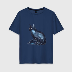 Женская футболка хлопок Oversize с принтом Космический кот , 100% хлопок | свободный крой, круглый ворот, спущенный рукав, длина до линии бедер
 | cat | galaxy | space | stars | галактика | звезды | космос | кот | туманность