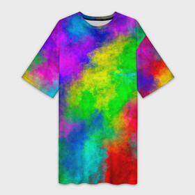 Платье-футболка 3D с принтом Multicolored ,  |  | Тематика изображения на принте: abstract | colorful | holi | neon | pattern | rainbow | texture | абстракция | граффити | дым | искусство | кислота | кислотный | краска | красочный | микс | неоновый | облака | радуга | радужный | текстура | туман | узор | холи
