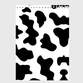 Скетчбук с принтом Му-му , 100% бумага
 | 48 листов, плотность листов — 100 г/м2, плотность картонной обложки — 250 г/м2. Листы скреплены сверху удобной пружинной спиралью | Тематика изображения на принте: абстракция | бык | кожа коровы | корова | му му | пятна | черно белое | черно белые пятна