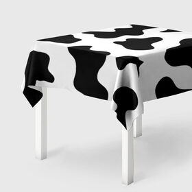 Скатерть 3D с принтом Му-му , 100% полиэстер (ткань не мнется и не растягивается) | Размер: 150*150 см | Тематика изображения на принте: абстракция | бык | кожа коровы | корова | му му | пятна | черно белое | черно белые пятна