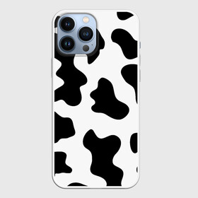 Чехол для iPhone 13 Pro Max с принтом Му му ,  |  | Тематика изображения на принте: абстракция | бык | кожа коровы | корова | му му | пятна | черно белое | черно белые пятна