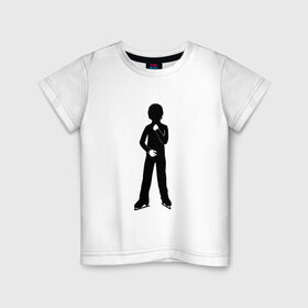 Детская футболка хлопок с принтом Конькобежец , 100% хлопок | круглый вырез горловины, полуприлегающий силуэт, длина до линии бедер | коньки | конькобежец | лед | фигурист | фигуристка | фитнес