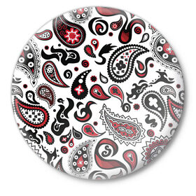 Значок с принтом Молекулярный рисунок ,  металл | круглая форма, металлическая застежка в виде булавки | Тематика изображения на принте: арт | белый | биология | красный | молекула | рисунок | чёрный