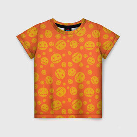 Детская футболка 3D с принтом Helloween Pumpkin - Хеллоуин , 100% гипоаллергенный полиэфир | прямой крой, круглый вырез горловины, длина до линии бедер, чуть спущенное плечо, ткань немного тянется | helloween | orange | pumpkin | оранжевый | тыквы | хеллоуин