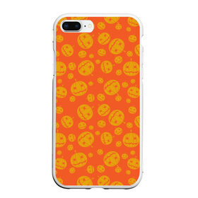 Чехол для iPhone 7Plus/8 Plus матовый с принтом Helloween Pumpkin - Хеллоуин , Силикон | Область печати: задняя сторона чехла, без боковых панелей | helloween | orange | pumpkin | оранжевый | тыквы | хеллоуин
