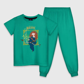 Детская пижама хлопок с принтом Храбрая Сердцем , 100% хлопок |  брюки и футболка прямого кроя, без карманов, на брюках мягкая резинка на поясе и по низу штанин
 | brave | merida | pixar | vdzabma | мерида | пиксар | храбрая | храбрая сердцем