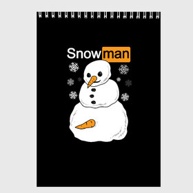 Скетчбук с принтом Снеговик , 100% бумага
 | 48 листов, плотность листов — 100 г/м2, плотность картонной обложки — 250 г/м2. Листы скреплены сверху удобной пружинной спиралью | 2021 | brazzers | christmas | happy new year | marry christmas | marry x mas | new year | snow | snowman | winter | бразерс | браззерс | новогодний | новогодний свитер | новый год | пошлый | праздничный | снег | сне