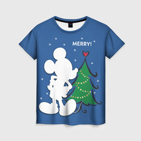 Женская футболка 3D с принтом Mickey Mouse , 100% полиэфир ( синтетическое хлопкоподобное полотно) | прямой крой, круглый вырез горловины, длина до линии бедер | christmas | disney | mickey mouse | minnie mouse | new year | stitch | vdgerir | дисней