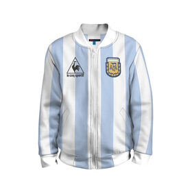Детский бомбер 3D с принтом Diego Maradona 10 (Автограф) , 100% полиэстер | застегивается на молнию, по бокам два кармана без застежек, мягкие манжеты, по низу бомбера и на воротнике — эластичная резинка | Тематика изображения на принте: 10 | 1960 | 2020 | argentina | barcelona | diego | football | legend | leo | lionel | maradona | messi | retro | rip | soccer | автограф | аргентина | барселона | бога | диего | легенда | лионель | марадона | месси | мяч | ретро | роспись | р