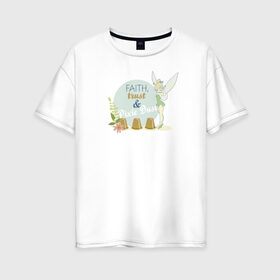 Женская футболка хлопок Oversize с принтом Pixie & Dust , 100% хлопок | свободный крой, круглый ворот, спущенный рукав, длина до линии бедер
 | peter pan | tink | tinker bell | динь | динь диинь | питер пен | питер пэн