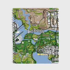 Тетрадь с принтом GTA San Andreas map , 100% бумага | 48 листов, плотность листов — 60 г/м2, плотность картонной обложки — 250 г/м2. Листы скреплены сбоку удобной пружинной спиралью. Уголки страниц и обложки скругленные. Цвет линий — светло-серый
 | game | grand theft auto | gta san andreas | гта сан андреас | игра | карта | самп