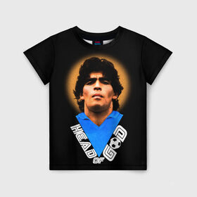 Детская футболка 3D с принтом Diego Maradona , 100% гипоаллергенный полиэфир | прямой крой, круглый вырез горловины, длина до линии бедер, чуть спущенное плечо, ткань немного тянется | diego | diego armando maradona | legend | maradona | аргентина | диего | король | легенда | марадона | нападающий | полузащитник | футбол | футболист