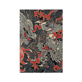 Обложка для паспорта матовая кожа с принтом Самурай (Якудза, драконы) , натуральная матовая кожа | размер 19,3 х 13,7 см; прозрачные пластиковые крепления | буси | воины рыцари | драконы | сабурау | самурай | якудза