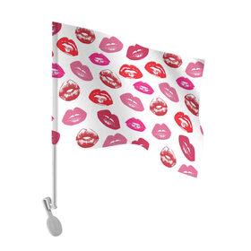 Флаг для автомобиля с принтом Губы , 100% полиэстер | Размер: 30*21 см | арт | бардовый | губы | косметика | красный | помада | поцелуи | поцелуй | рисунок | розовый