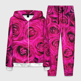 Мужской костюм 3D с принтом Розы , 100% полиэстер | Манжеты и пояс оформлены тканевой резинкой, двухслойный капюшон со шнурком для регулировки, карманы спереди | Тематика изображения на принте: абстрактно | абстрактные | абстрактный | абстракция | красные | роза | розовые | розы | цветок | цветочек | цветочки | цветочный | цветы