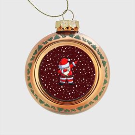 Стеклянный ёлочный шар с принтом Dab-Santa , Стекло | Диаметр: 80 мм | claus | happy new year | merry christmas | santa | snowman | дед мороз | елка | клаус | новый год | рождество | с новым годом | санта | снеговик