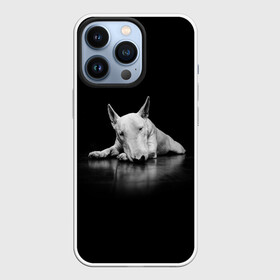 Чехол для iPhone 13 Pro с принтом Puppy ,  |  | Тематика изображения на принте: bull terrier | dog | ears | eyes | muzzle | nose | paws | puppy | бультерьер | глаза | лапы | нос | уши | щенок