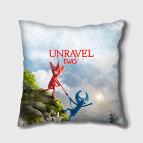 Подушка 3D с принтом Unravel Two (Z) , наволочка – 100% полиэстер, наполнитель – холлофайбер (легкий наполнитель, не вызывает аллергию). | состоит из подушки и наволочки. Наволочка на молнии, легко снимается для стирки | Тематика изображения на принте: coldwood interactive | unravel | unravel two | головоломка | красная пряжа | распутать | семейная игра | ярни